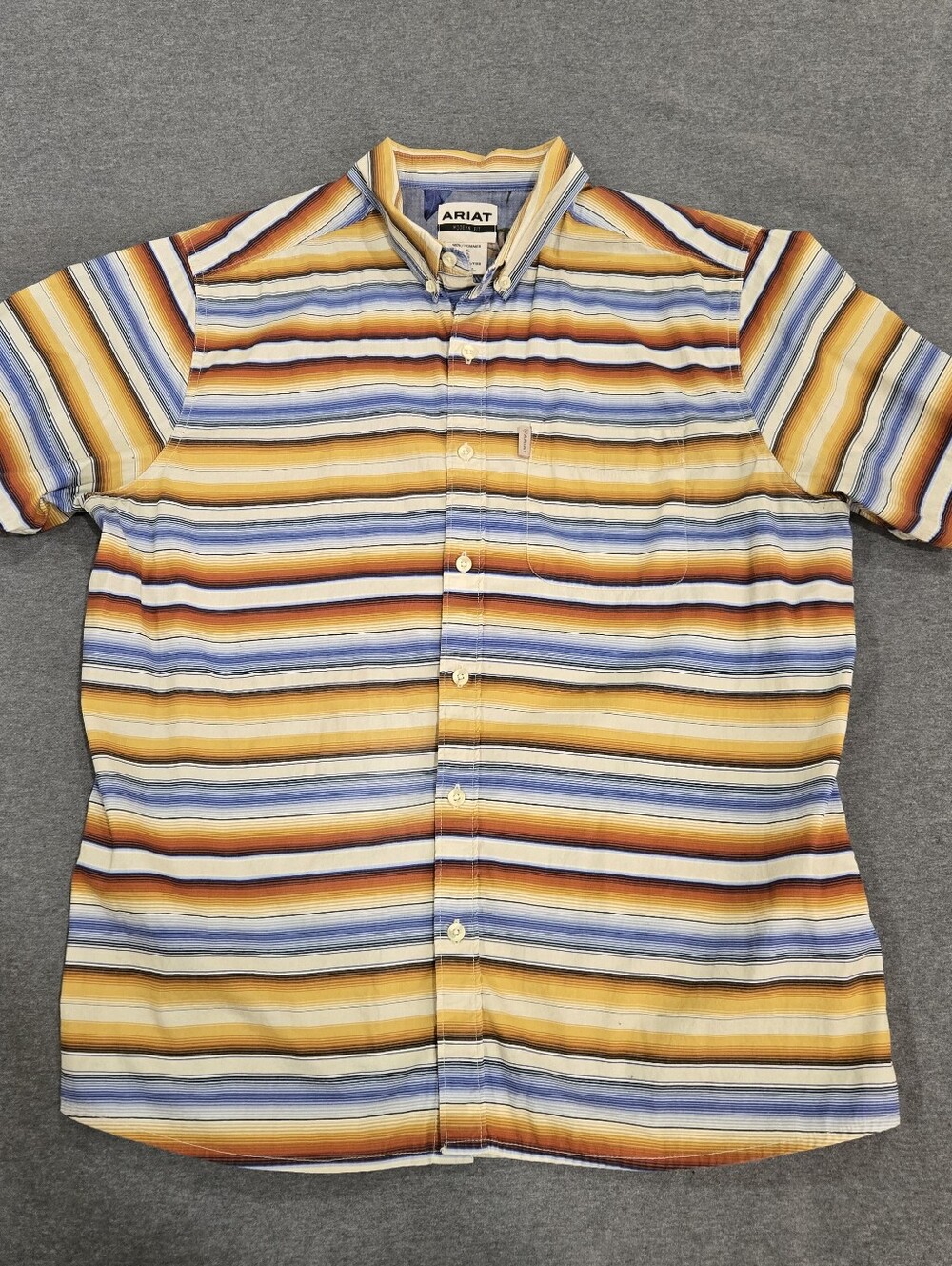 Mens XL Ariat Sunset Serape Stretch Short Sleeve Shirt Southwest Western Cowboy